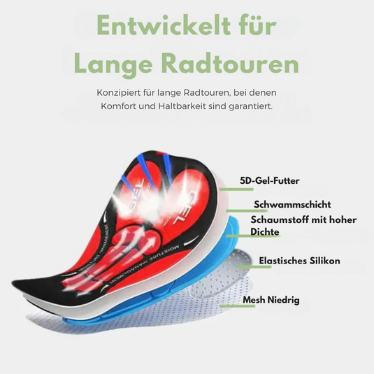 HW Gel-gepolsterte Fahrradunterhose | Komfort & Schutz für lange Radtouren