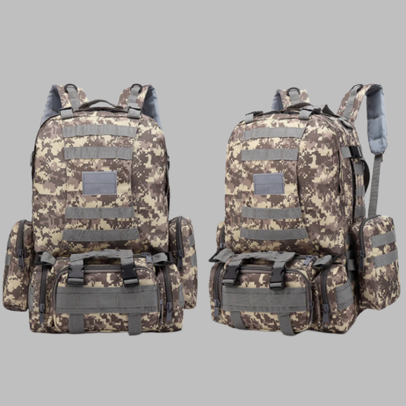 Laden Sie das Bild in Galerie -Viewer, Zwei taktische Rucksäcke im digitalen Tarnmuster, ideal für Outdoor-Aktivitäten, Wandern und Camping. Robustes Design mit mehreren Taschen und Gurten.
